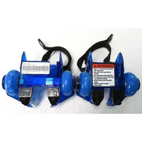 RAZOR JETTS DLX HEEL WHEEL HEELYS ADJUSTABLE STRAP TO SHOE SKATES BLUE LIGHT UP - Picture 2 of 4